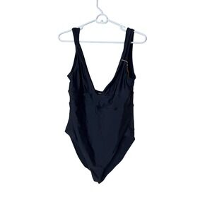 Quince One Piece Swimsuit Womens XL Black Tank Built In Bra Lined Stretch